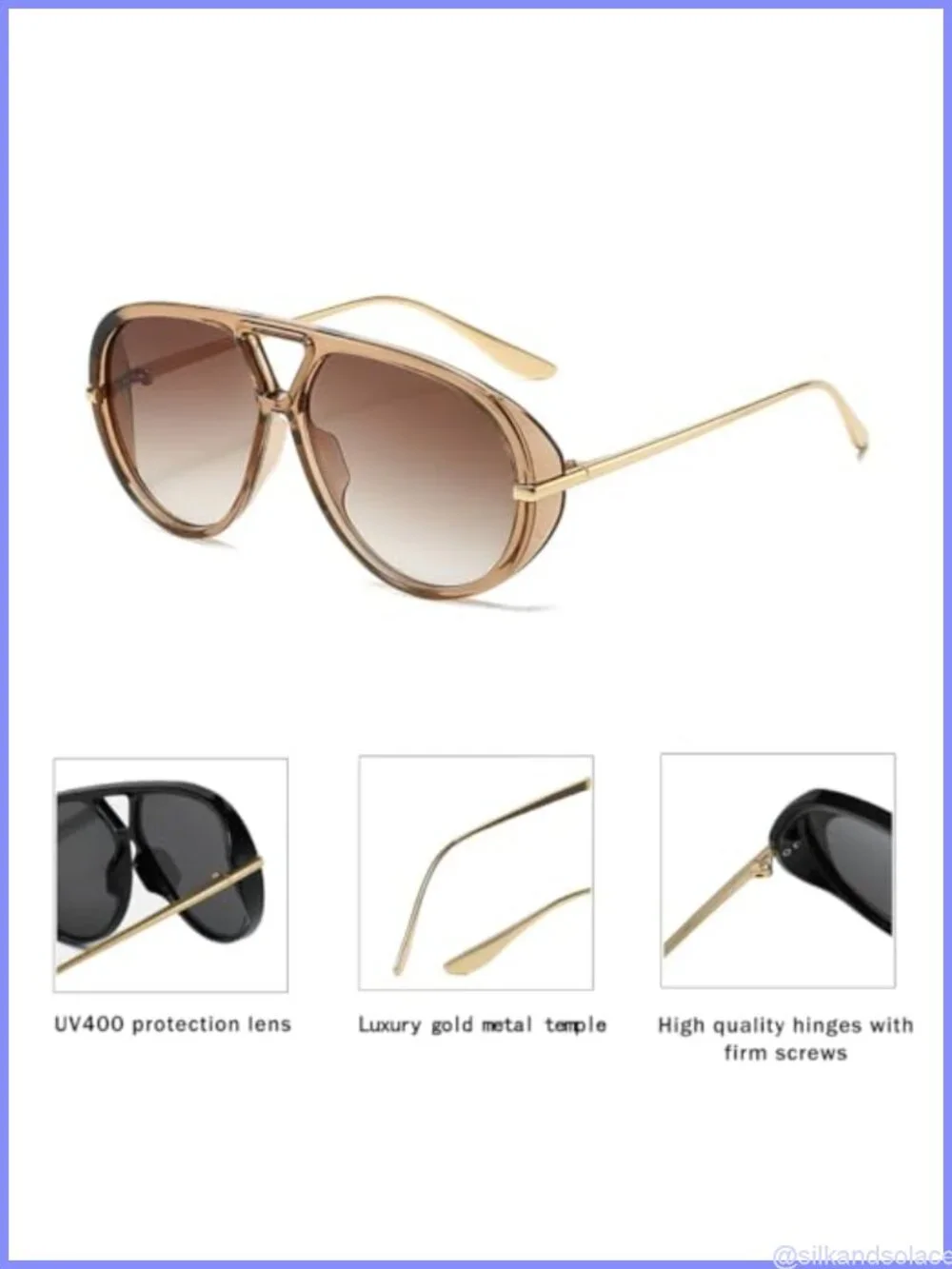 Oversized Aviator Sunglasses Shield Full Frame Gradient Lens UV400